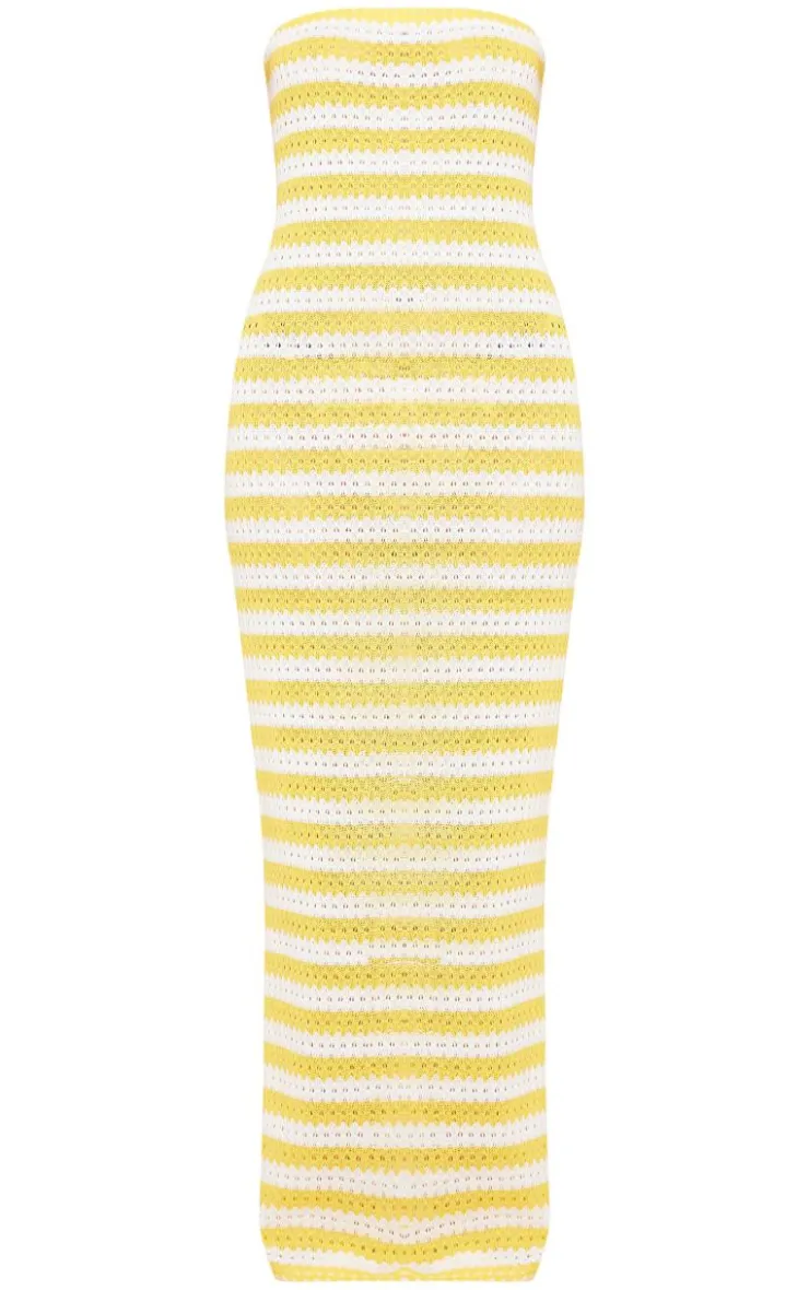 Textured Stripe Bandeau Midaxi Dress-PrettyLittleThing Discount