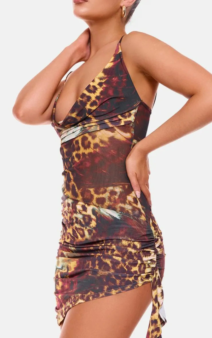 Abstract Double Layer Slinky Mesh Panel Bodycon Dress-PrettyLittleThing Clearance