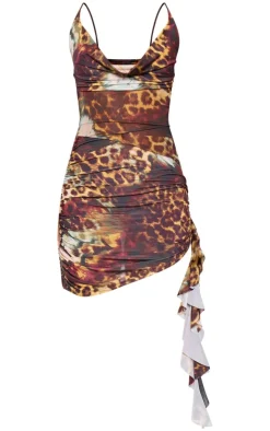 Abstract Double Layer Slinky Mesh Panel Bodycon Dress-PrettyLittleThing Clearance