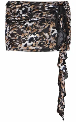 Devore Tie Side Detail Draped Mini Skirt-PrettyLittleThing New