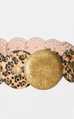 PrettyLittleThing Waist Belts*Faux Suede Studded Buckle Shield Belt