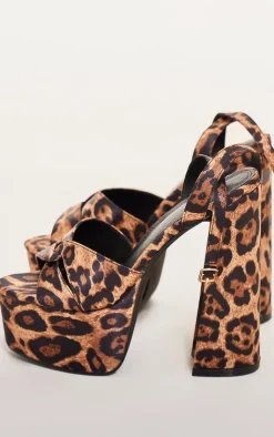 PrettyLittleThing Platform Sandals*Leopard Platform Intertwined Strap Block Heel Sandals
