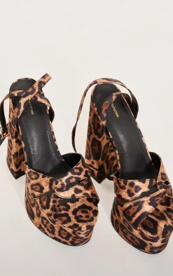 PrettyLittleThing Platform Sandals*Leopard Platform Intertwined Strap Block Heel Sandals