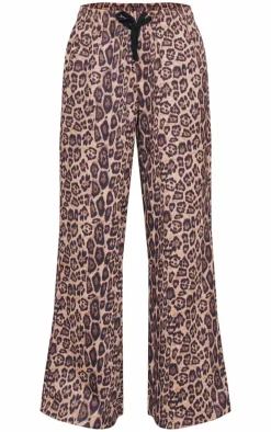 Leopard Premium Printed Faux Suede Wide Leg Pants