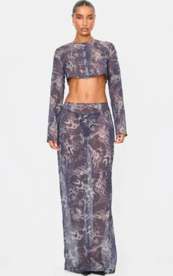 New PrettyLittleThing Print Chiffon Cropped Blouse Leopard