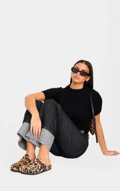 PrettyLittleThing Mules*Print Faux Pony Hair Round Toe Buckle Mule Clog