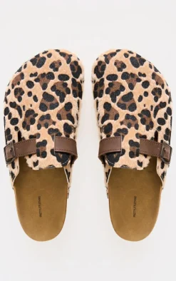 PrettyLittleThing Mules*Print Faux Pony Hair Round Toe Buckle Mule Clog