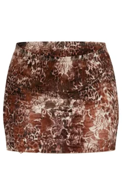 PrettyLittleThing Print Lace Micro Mini Skirt Leopard