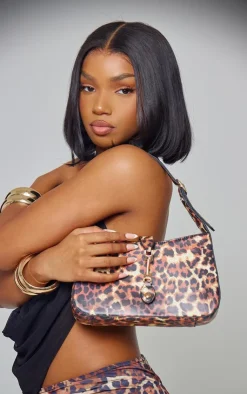 PrettyLittleThing Shoulder Bags*Print Satin Clasp Detail Shoulder Bag