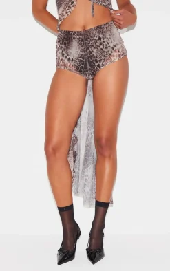 Best PrettyLittleThing Printed Mesh Hot Pants Leopard