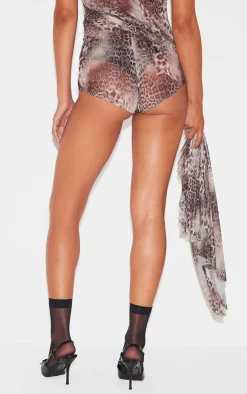 Best PrettyLittleThing Printed Mesh Hot Pants Leopard