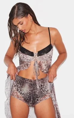 Best PrettyLittleThing Printed Mesh Hot Pants Leopard