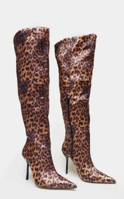 PrettyLittleThing Knee High Boots*Satin Point Toe Over The Knee High Stiletto Heeled Boots