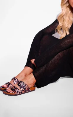 PrettyLittleThing Flat Sandals*Satin Round Toe Double Buckle Flat Sandals
