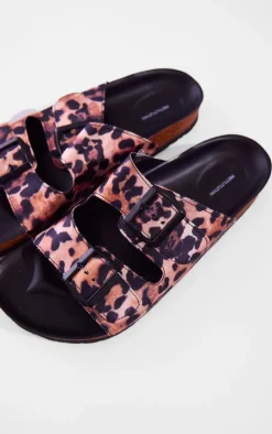 PrettyLittleThing Flat Sandals*Satin Round Toe Double Buckle Flat Sandals
