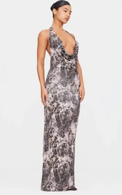 Slinky Cowl Neck Tie Shoulder Maxi Dress-PrettyLittleThing Best