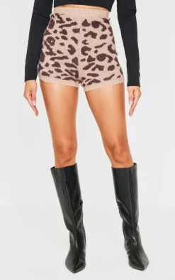 Best PrettyLittleThing Soft Knit Mini Hot Pants Leopard