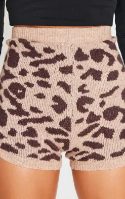 Best PrettyLittleThing Soft Knit Mini Hot Pants Leopard