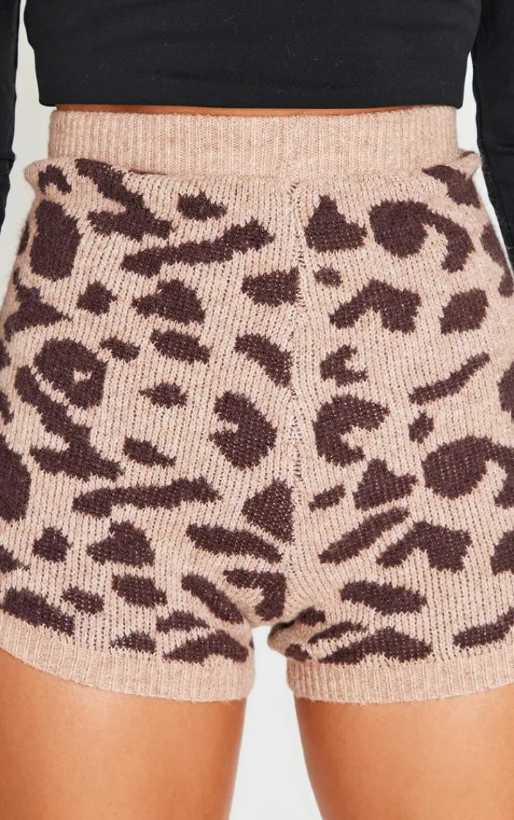 Best PrettyLittleThing Soft Knit Mini Hot Pants Leopard