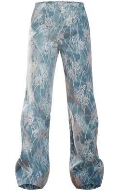 Hot PrettyLittleThing Lace Pant Light Blue Acid Wash