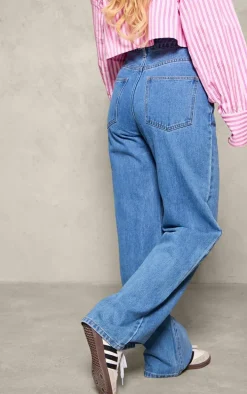 Light Blue Bow Detail Embroidered Denim Jeans