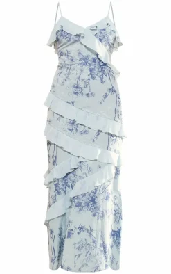 Chiffon Floral Frill Maxi Dress-PrettyLittleThing New
