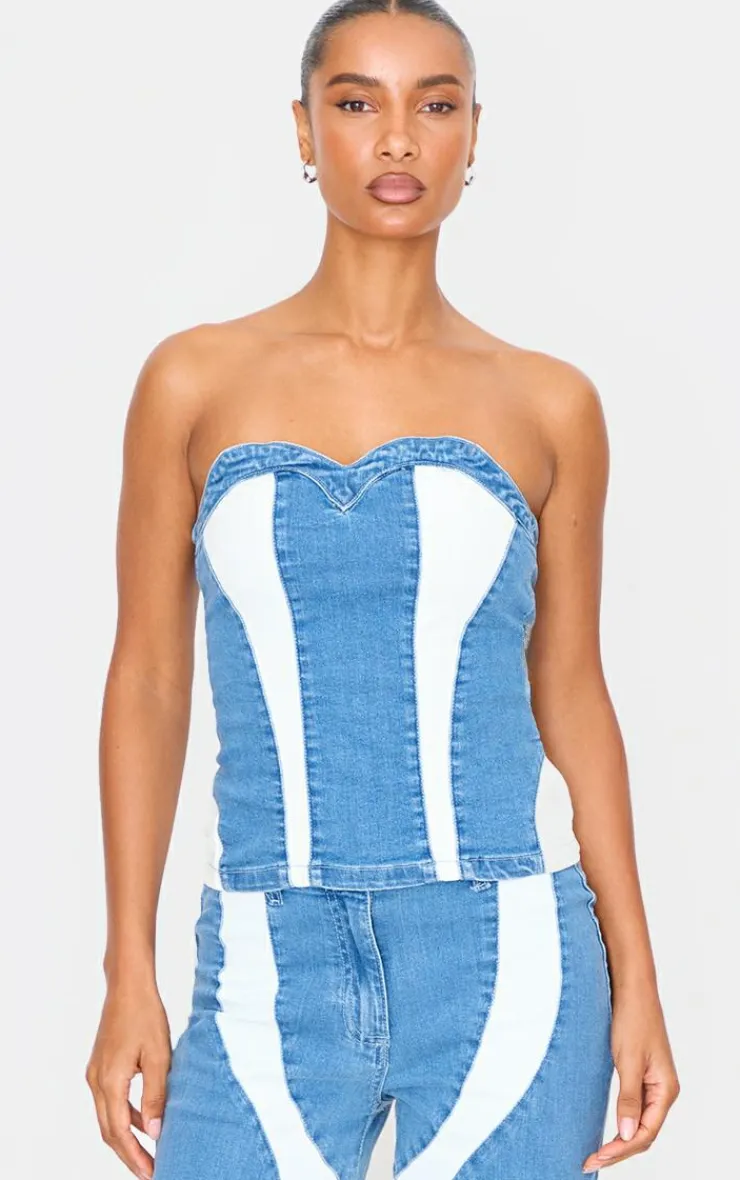 PrettyLittleThing Corsets*Contrast Panel Detail Corset Crop Top