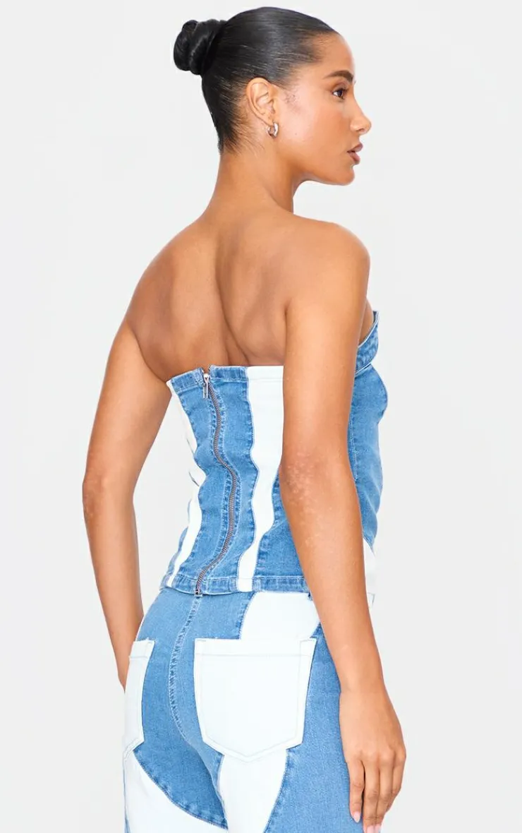 PrettyLittleThing Corsets*Contrast Panel Detail Corset Crop Top