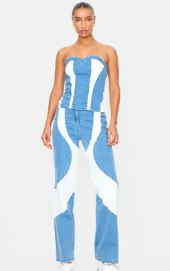 PrettyLittleThing Corsets*Contrast Panel Detail Corset Crop Top
