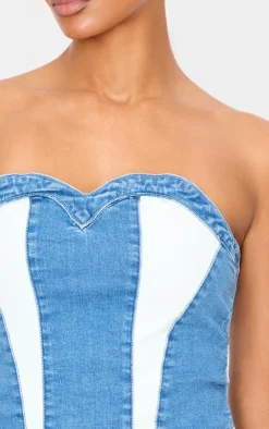 PrettyLittleThing Corsets*Contrast Panel Detail Corset Crop Top
