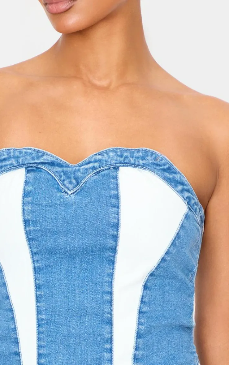 PrettyLittleThing Corsets*Contrast Panel Detail Corset Crop Top