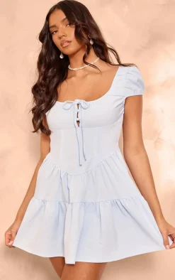 Corset Detail Tie Shift Dress-PrettyLittleThing Sale