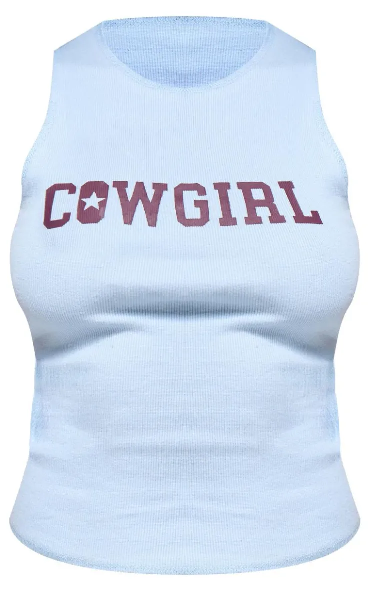 PrettyLittleThing Sleeveless Tops*Cowgirl Graphic Racer Crop Top