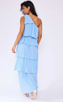 Crinkle One Shoulder Tiered Maxi Dress-PrettyLittleThing