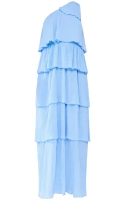 Crinkle One Shoulder Tiered Maxi Dress-PrettyLittleThing