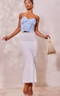 PrettyLittleThing Corsets*Exposed Seam Stitch Detail Woven Pleated Crop Corset Top