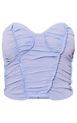 PrettyLittleThing Corsets*Exposed Seam Stitch Detail Woven Pleated Crop Corset Top