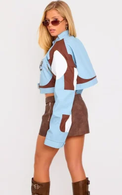 PrettyLittleThing Faux Leather Jackets*Faux Leather Graphic Front Cropped Biker Jacket