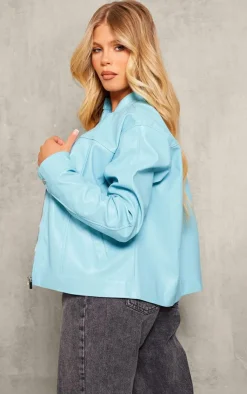 PrettyLittleThing Faux Leather Jackets*Faux Leather Minimalist Racer Jacket