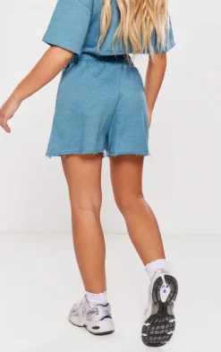 Best PrettyLittleThing Graphic Sweat Shorts Light Blue