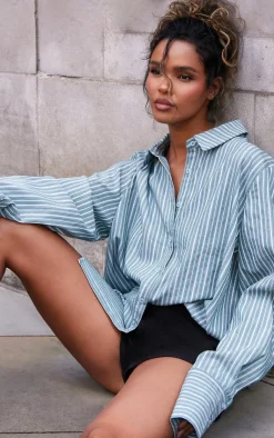 PrettyLittleThing Shirts*Oversized Pinstripe Cuff Shirt