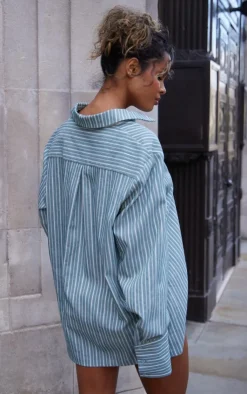 PrettyLittleThing Shirts*Oversized Pinstripe Cuff Shirt