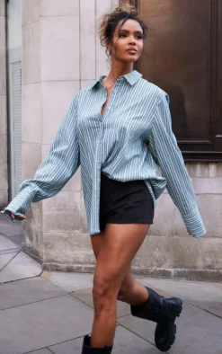 PrettyLittleThing Shirts*Oversized Pinstripe Cuff Shirt
