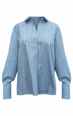 PrettyLittleThing Shirts*Oversized Pinstripe Cuff Shirt