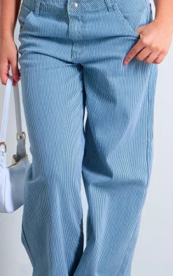 Light Blue Pinstripe Baggy Jeans