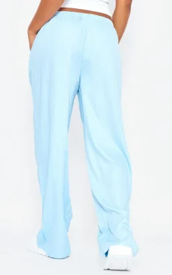 Light Blue Pinstripe Woven Drawstring Waist Low Rise Relaxed Pants