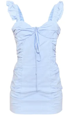 Ruched Frill Strap Bodycon Dress-PrettyLittleThing New