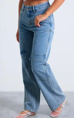 Light Blue Seam Detail Straight Leg Jean
