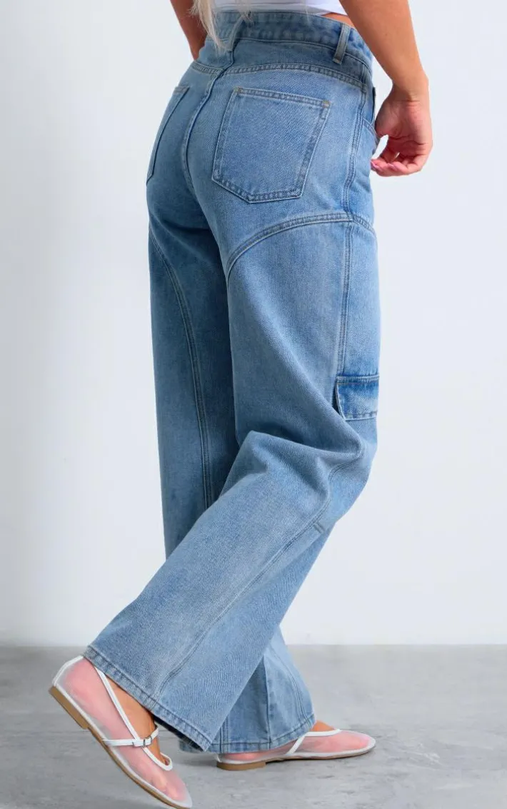 Light Blue Seam Detail Straight Leg Jean