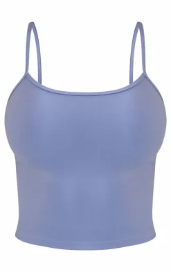 Hot PrettyLittleThing Snatched Sculpt Strappy Crop Top Light Blue